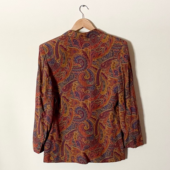 90s Vintage 70s Style Paisley Print Blazer Jacket - Picture 2 of 12